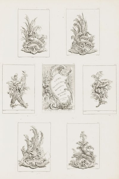 Ornamentdesign mit Krebs-Motiv, pl. 14 in Livre des Légumes (Serie von Gemüseornamenten) von Juste Aurèle Meissonnier